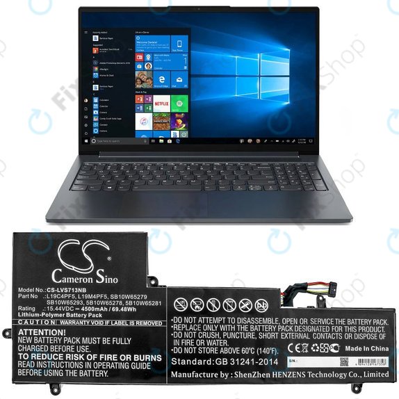 Baterie pentru Lenovo Yoga Slim 7-15IIL, 4500mAh, Li-Pol, 15.44V, L19C4PF5, HQ