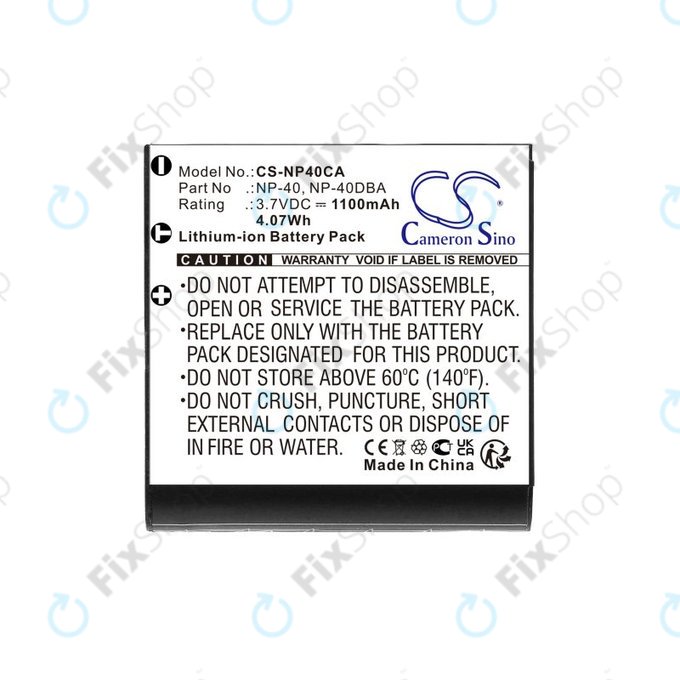 Baterie pentru Casio Exilim Ex-FC100, 1100mAh, Li-Ion, 3.7V, NP-40, HQ