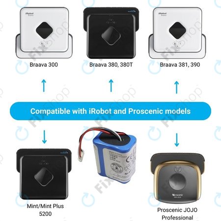 iRobot Braava 2000, 300, 380, 380T, 381, 390, Mint 5200, Mint Plus 5200, Proscenic JOJO Professional - Baterie GPRHC202N026, 4409709, W206001001399 Ni-MH 7.2V 2500mAh
