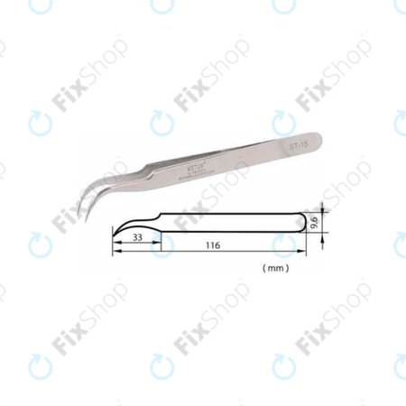 Vetus ST-15 - Pensetă metalică Profi cu vârf îndoit (120mm)