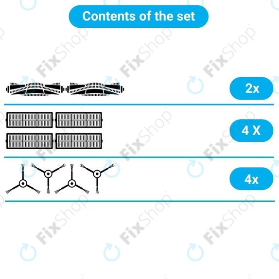 Set de piese de schimb pentru Xiaomi Dreame Bot L10 Pro, D9, D9 Pro, D9 Max, Trouver LDS (2x Perii principale, 4x Filtre, 4x Perii laterale)