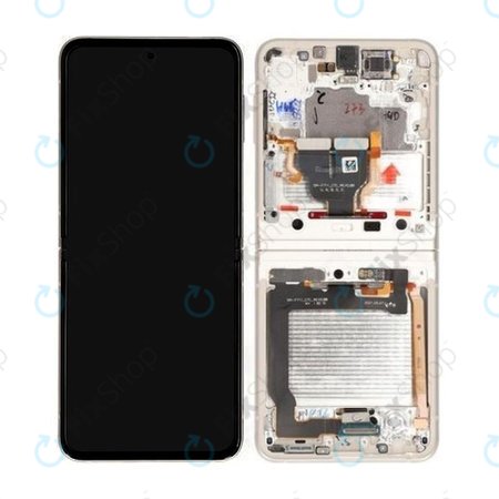 Samsung Galaxy Z Flip 3 F711B - Ecran LCD + Sticlă Tactilă + Ramă (Cream) - GH82-27243B, GH82-27244B Genuine Service Pack