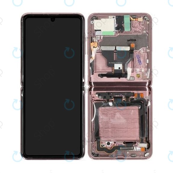 Samsung Galaxy Z Flip 5G F707B - Ecran LCD + Sticlă Tactilă + Ramă (Mystic Bronze) - GH82-23351B Genuine Service Pack