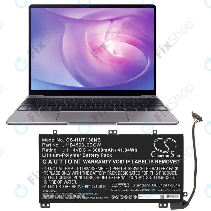 Baterie pentru Huawei MateBook 13, 13 i7, 3600mAh, Li-Pol, 11.4V, HB4593J6ECW, HQ