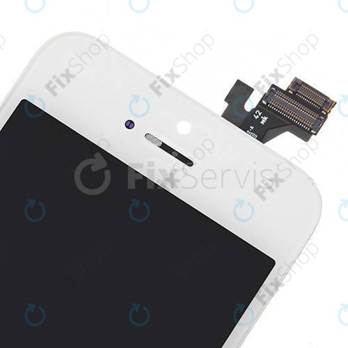 Ecran pentru iPhone 5, White, Sticlă tactilă cu ramă