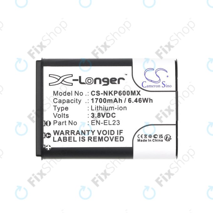 Baterie pentru Nikon Coolpix, 1700mAh, Li-Ion, 3.8V, EN-EL23, HQ