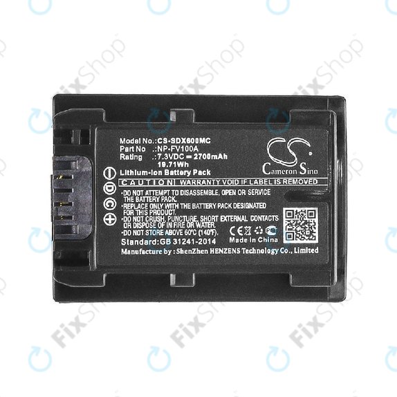 Baterie pentru Sony FDR-AX, HDR-CX, HDR-CX HDR-PJ, NEX-VG30, 2700mAh, Li-Ion, 7.3V, NP-FV100A, HQ