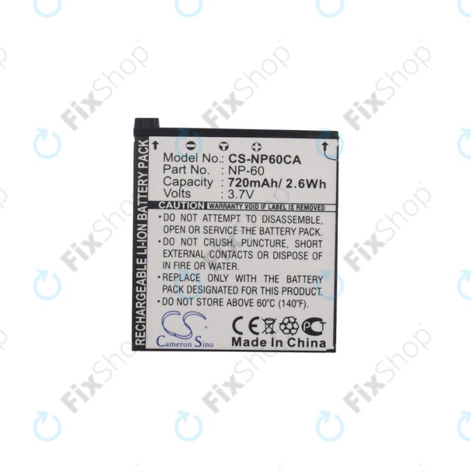 Baterie pentru Casio Exilim Zoom EX-Z19, EX-Z85, EX-Z9, 720mAh, Li-Ion, 3.7V, NP-60, HQ