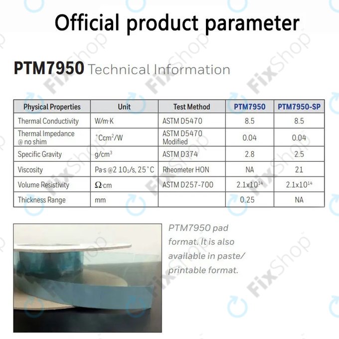 Pad termic Honeywell PTM7950, 8.5 W/mK, 80 × 160 × 0.2mm
