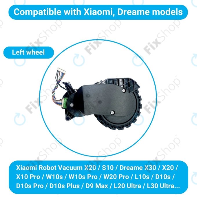Xiaomi Robot Vacuum X20, S10, Dreame X30, X20, X10 Pro - Roată cu Motor (Stânga) (Negru)