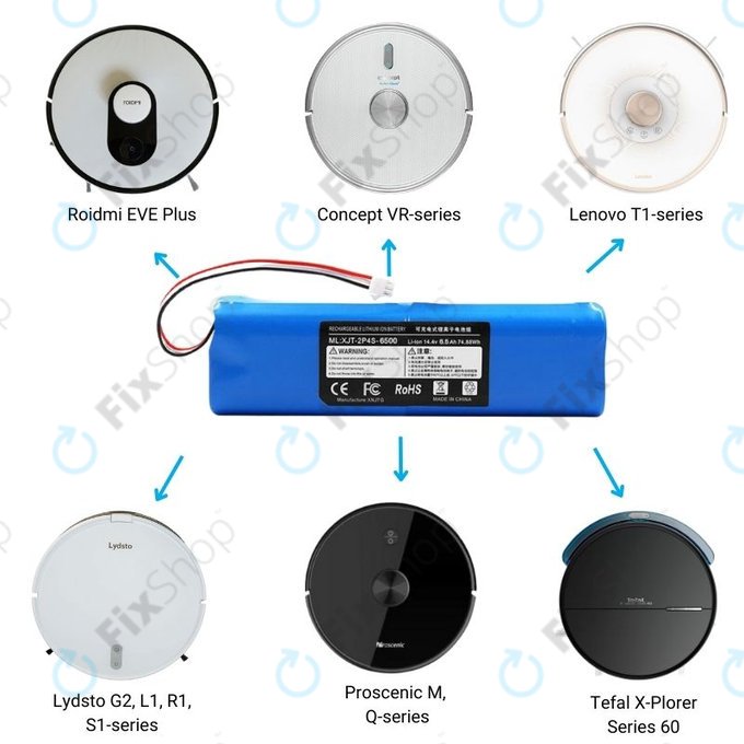 Xiaomi Roidmi EVE Plus, Viomi, Lydsto, Proscenic, Tefal - Baterie XJT-2P4S-6800 Li-Ion 14.4V 6800mAh
