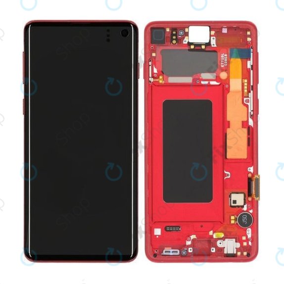 Samsung Galaxy S10 G973F - Ecran LCD + Sticlă Tactilă + Ramă (Red) - GH82-18850H Genuine Service Pack