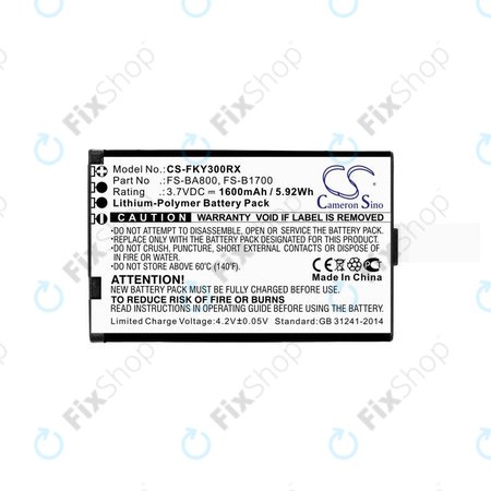 Baterie pentru Flysky FA605, FS-GT2B, FS-I10, 1600mAh, Li-Pol, 3.7V, FS-BA800, HQ