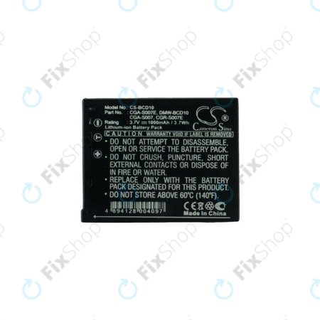 Panasonic Lumix DMC-TZ1, TZ2, TZ3, TZ4, TZ5, TZ11, TZ15, TZ50 - Baterie CGA-S007 / CGR-S007 Li-Ion 1000mAh HQ