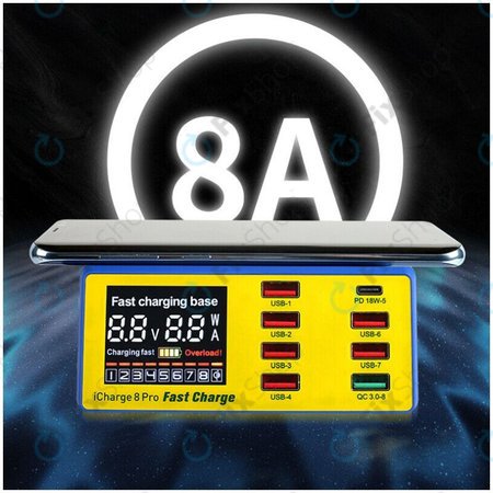 Mechanic iCharge 8 Pro - Statie de încărcare pentru service USB cu încărcare USB-C wireless