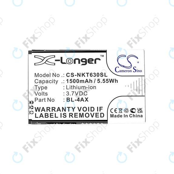 Baterie pentru Nokia 6300 4G, Nokia 8000 4G, 1500mAh, Li-Ion, 3.7V, BL-4AX, HQ