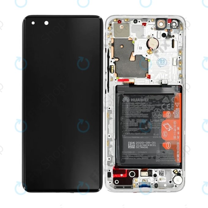 Huawei P40 Pro Plus - Ecran LCD + Sticlă Tactilă + Ramă + Baterie (White Ceramic) - 02353RBJ Genuine Service Pack