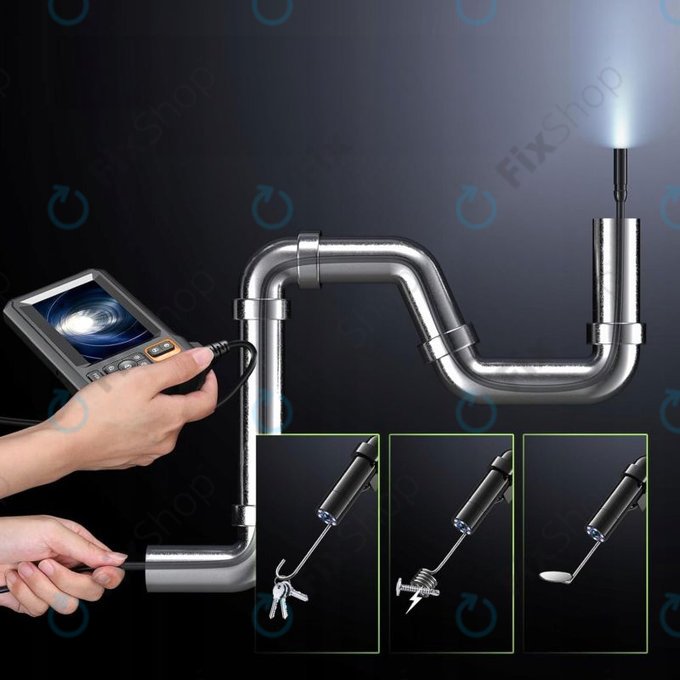 Cameră endoscopică industrială cu ecran IPS de 4,3", cablu de 10m