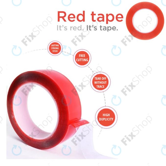Magic Red Tape - Bandă adezivă pe două fete - 2mm x 25m (Transparentă)