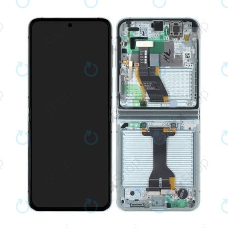 Samsung Galaxy Z Flip 5 F731B - Ecran LCD + Sticlă Tactilă + Ramă (Mint) - GH82-31828D, GH82-31827D Genuine Service Pack