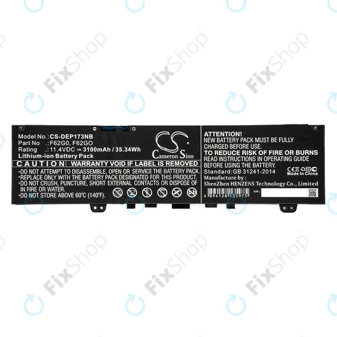 Baterie pentru Dell Inspiron 13, 7373, Vostro 13, 3100mAh, Li-Ion, 11.4V, F62G0, HQ