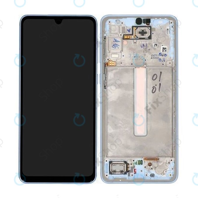 Samsung Galaxy A33 5G A336B - Ecran LCD + Sticlă Tactilă + Ramă (Awesome Blue) - GH82-28143C, GH82-28144C Genuine Service Pack