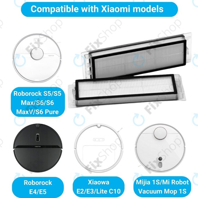 Xiaomi Roborock S5, S5 Max, S6, S6 MaxV, S6 Pure, E4, E5, Mijia 1S, Mi Robot Vacuum Mop 1S, Xiaowa E2, E3, Lite C10 - Filtru de praf (2buc)