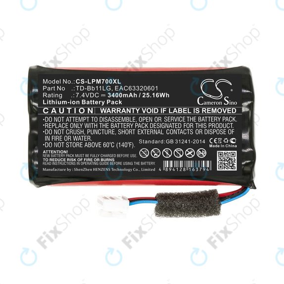 Baterie pentru LG Music Flow P7, Xboom Go PK7, 3400mAh, Li-Ion, 7.4V, TD-Bb11LG, HQ