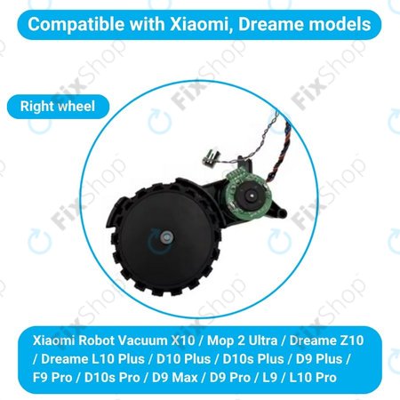 Xiaomi Robot Vacuum X10, Dreame Z10 Pro, L10 Plus, D10 Plus - Roată cu Motor (Dreapta) (Negru)