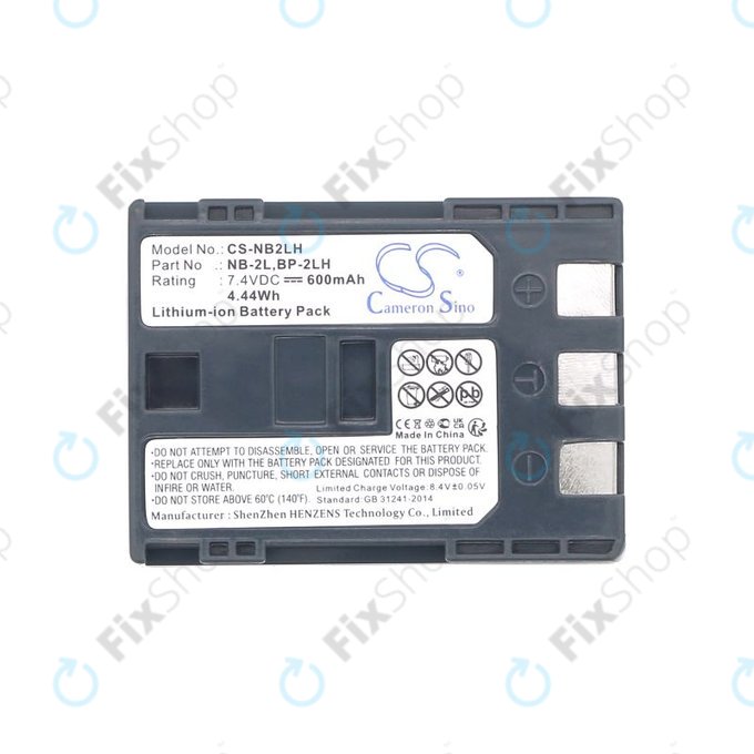 Baterie pentru Canon EOS 350D, 400D, PowerShot S30, S60, S80, 600mAh, Li-Ion, 7.4V, NB-2LH, HQ