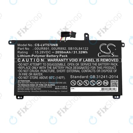 Baterie pentru Lenovo ThinkPad P51s, P52s, T570, T580, 2050mAh, Li-Pol, 15.28V, 00UR891, HQ