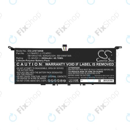 Baterie pentru Lenovo IdeaPad 730-13, 2650mAh, Li-Pol, 15.36V, 5B10R32748, HQ