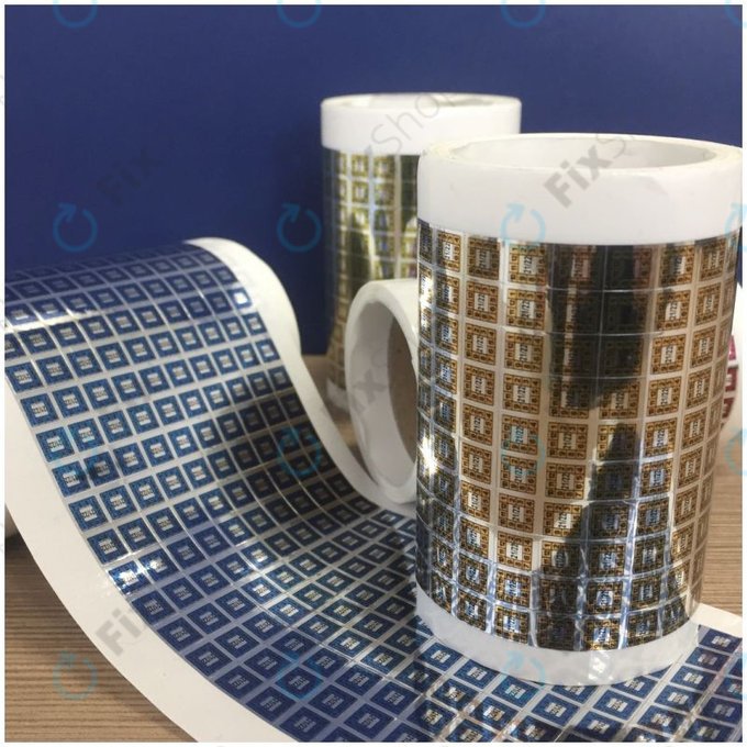 Autocolante galbene de securitate holografice pentru telefoane mobile, tablete ?i Computerilor (5 x 5mm) - 100buc