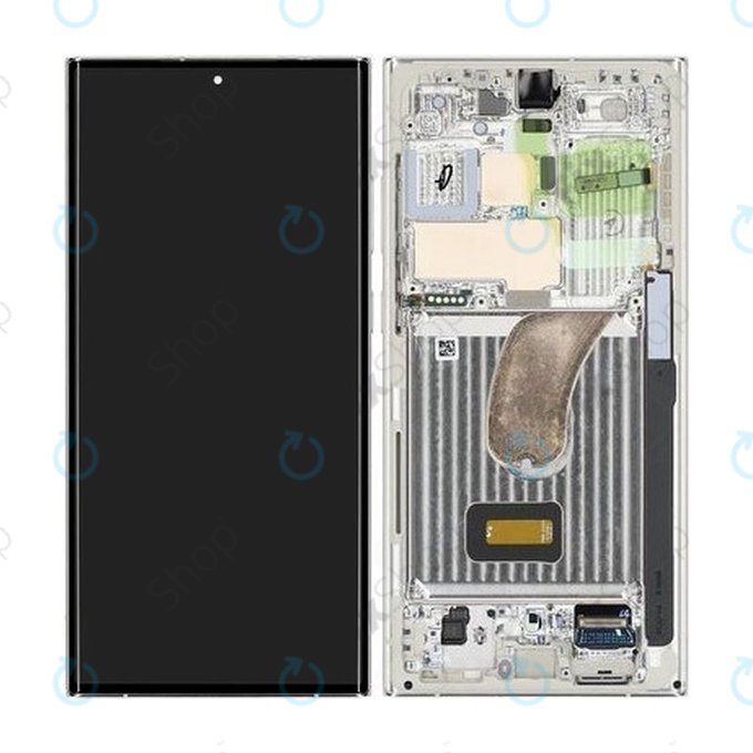 Samsung Galaxy S23 Ultra S918B - Ecran LCD + Sticlă Tactilă + Ramă (Cream) - GH82-30466B, GH82-30465B Genuine Service Pack