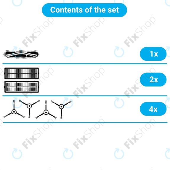 Set de piese de schimb pentru Rowenta Explorer s60 (1x Perie principală, 2x Filter, 4x Perie laterală)