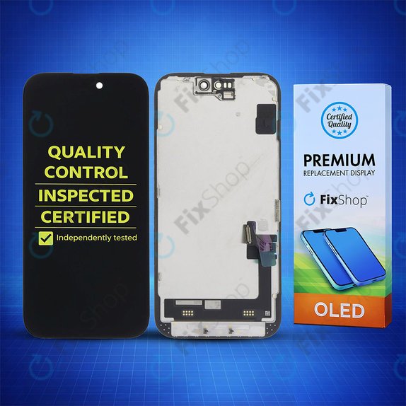 Ecran Soft OLED pentru iPhone 15, Sticlă tactilă cu ramă, FixPremium