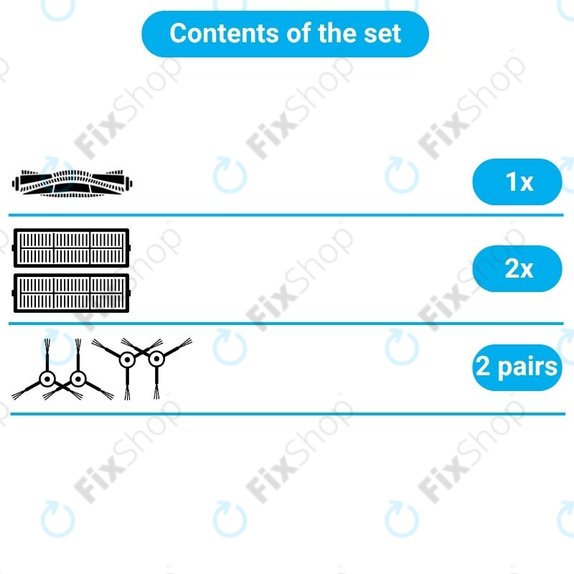 Set de piese de schimb pentru iRobot Roomba Combo 1138, Ecovacs Deebot Ozmo 930 (1x Perie principală, 2x Filtre, 2 perechi de perii laterale)