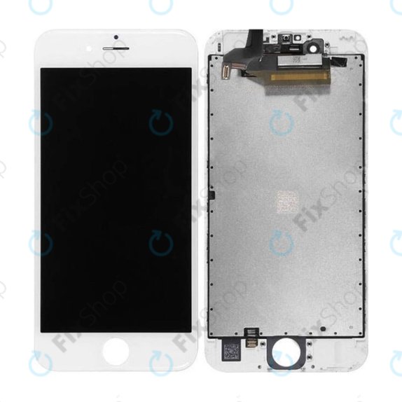 Ecran In-Cell pentru iPhone 6S, White, Sticlă tactilă cu ramă, FixPremium