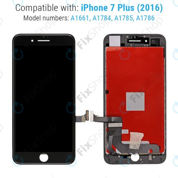 Ecran pentru iPhone 7 Plus, Black, Sticlă tactilă cu ramă, Refurbished