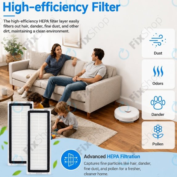 Set de piese de schimb pentru Xiaomi Dreame D9 Max Gen2, D10s, D10s Pro (2x Perie principală, 4x Filter, 4x Perie laterală – neagră, 4x Mop)