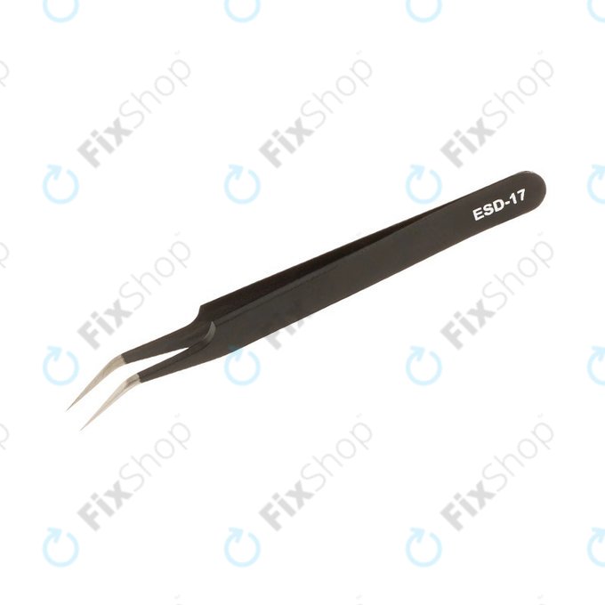 Vetus ESD-17 - Pensetă Metalică Antistatică cu Vârf îndoit (115mm)