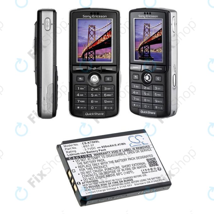 Baterie pentru Sony Ericsson, 650mAh, Li-Ion, 3.7V, BST-37, HQ
