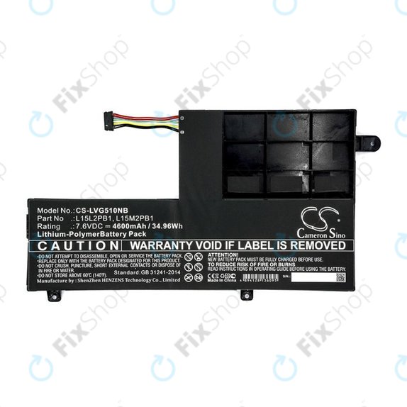 Baterie pentru Lenovo Yoga 510 14, Yoga 510 15, 4600mAh, Li-Pol, 7.6V, L15L2PB1, HQ