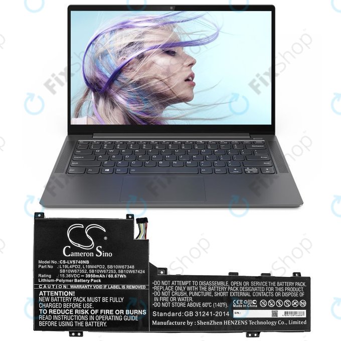 Baterie pentru Lenovo Yoga S740 14, IdeaPad S740-14IIL, 3950mAh, Li-Pol, 15.36V, L19L4PD2, HQ