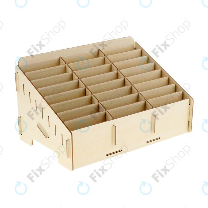 Suport / Organizator universal din lemn pentru telefoane cu 24 de compartimente