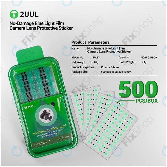 Stickere protecție lentilă cameră cu filtru lumină albastră, 2UUL DA33, 500 buc/pachet