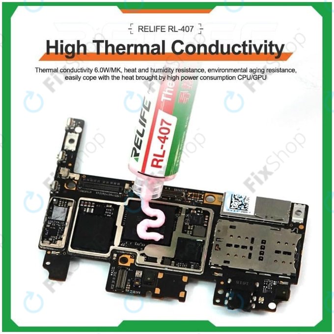 Pastă termoconductoare din silicon Relife RL-407, 6 W/mK, 20g, roz