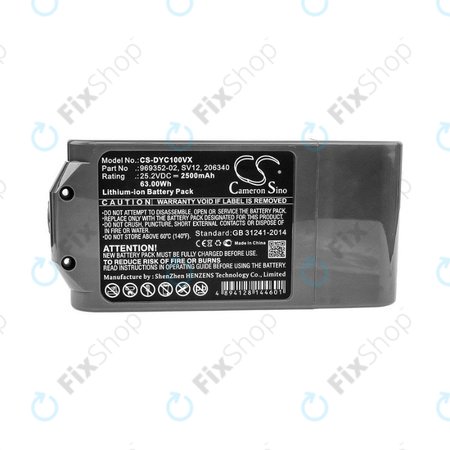 Dyson V10 - Baterie 969352-02, SV12, 206340 Li-Ion 25.2V 2500mAh HQ