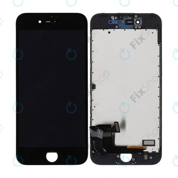 Ecran In-Cell pentru iPhone 7, Black, Sticlă tactilă cu ramă, FixPremium