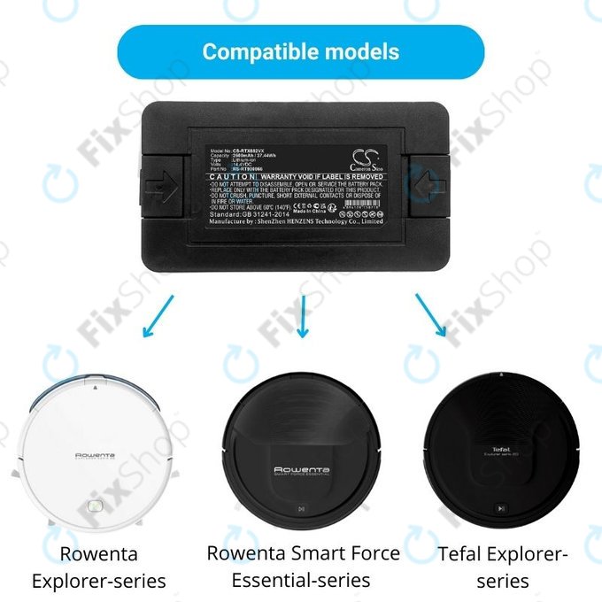 Rowenta Explorer-series, Smart Force Essential-series, Tefal Explorer-series - Baterie RS-RT900866 Li-Ion 14.4V 2600mAh HQ